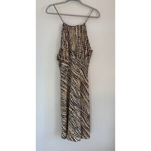 New York & Company Womens Brown Tan Abstract Tribal Halter Midi Dress Size 10